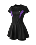 SHORT SWIMSUIT WITH PURPLE STRIPS