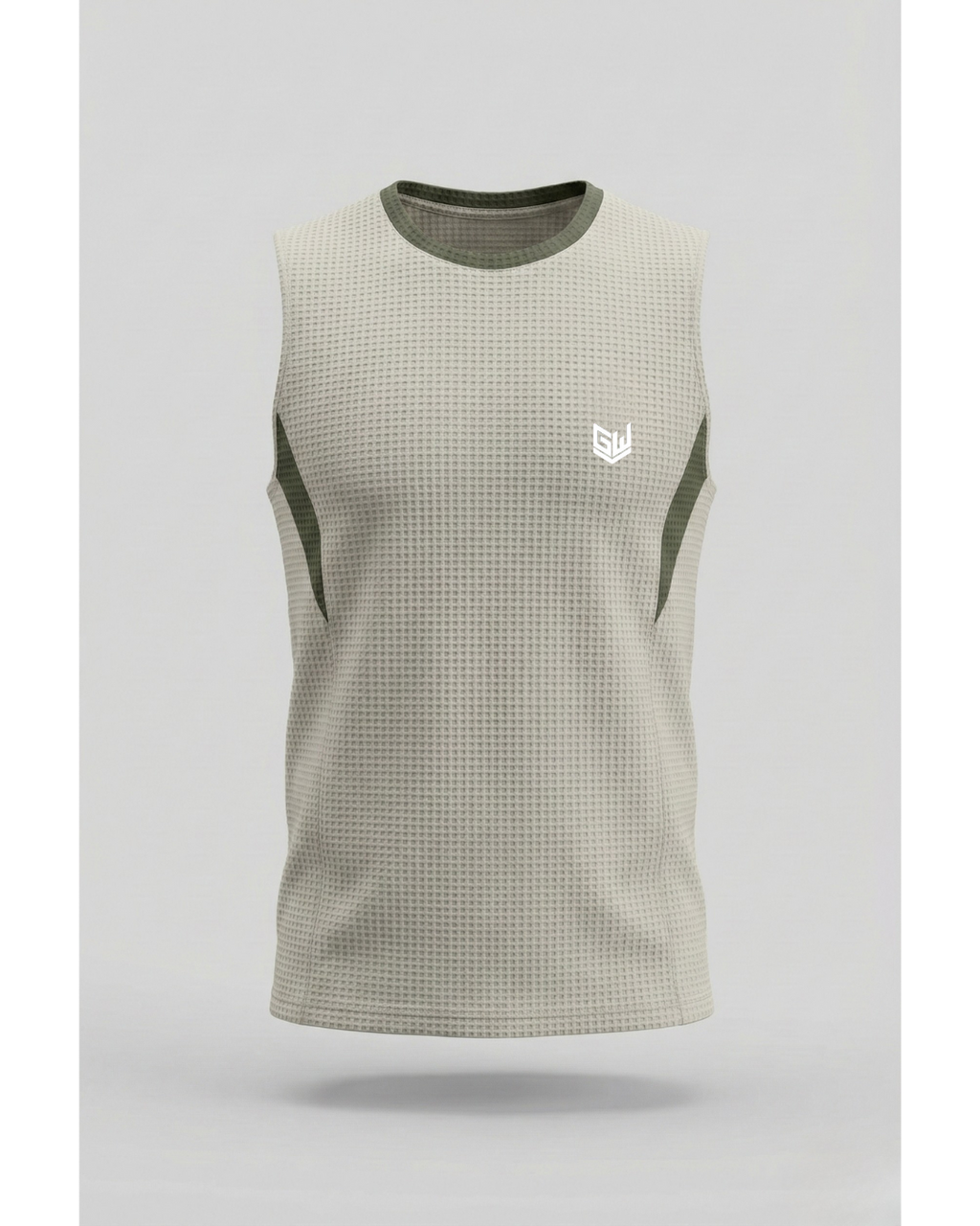 Goodwearr Men's Textured Olive Performance Tank Top