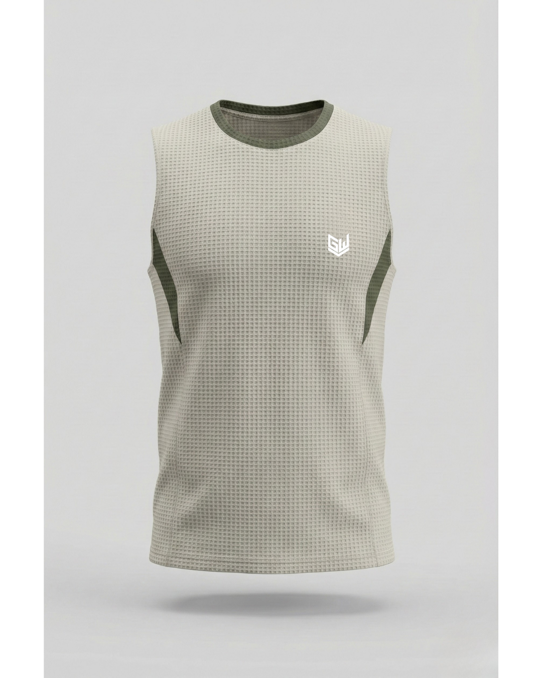 Goodwearr Men's Textured Olive Performance Tank Top