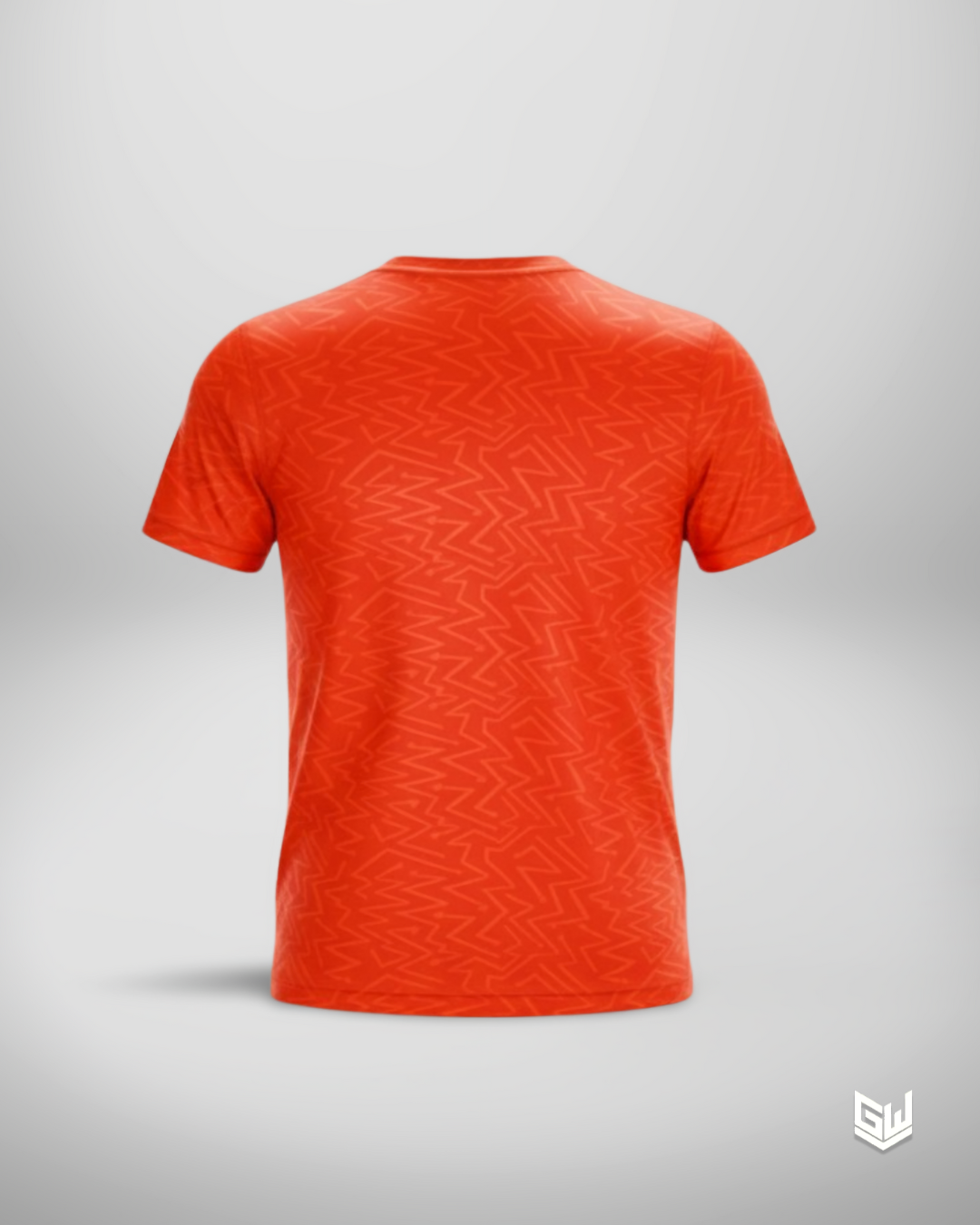 Goodwearr Men's Electric Orange Patterned Performance T-Shirt