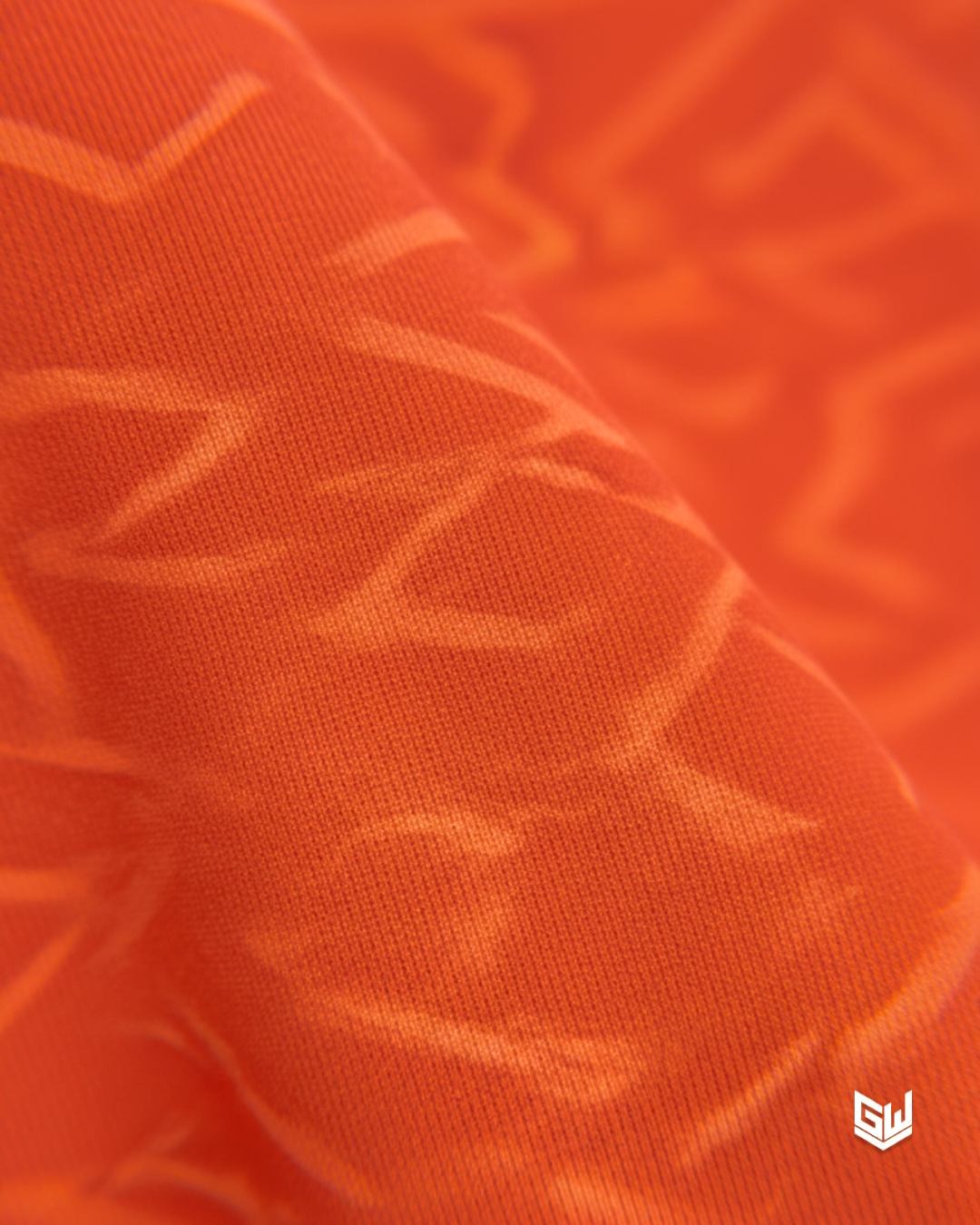 Goodwearr Men's Electric Orange Patterned Performance T-Shirt