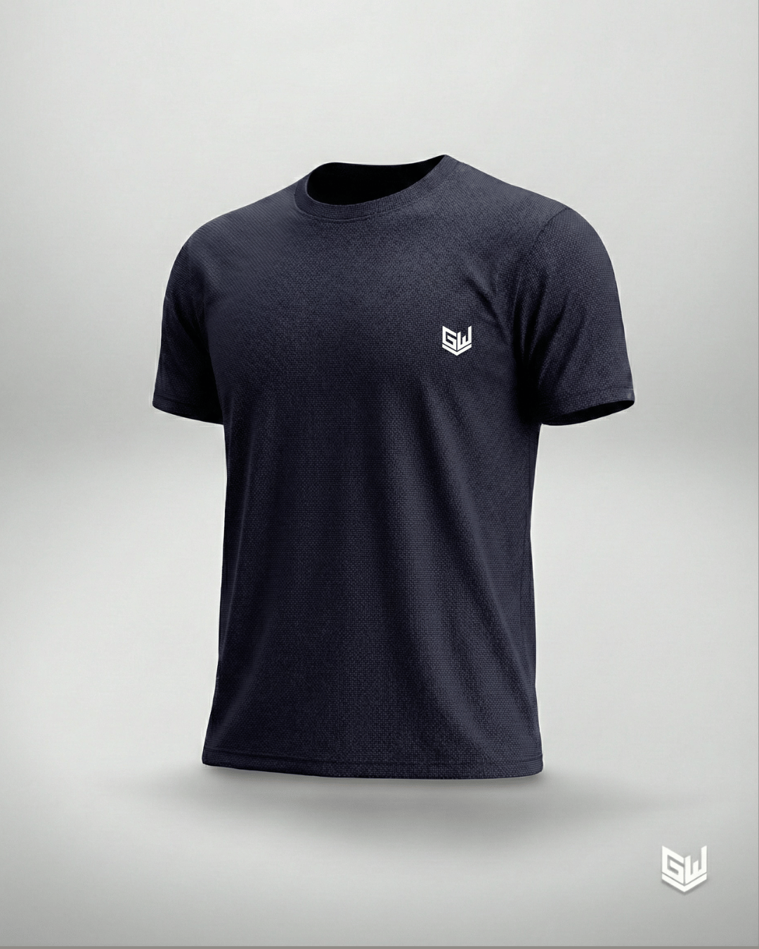 Goodwearr Textured Crush Lycra Essential Tee - Navy Blue