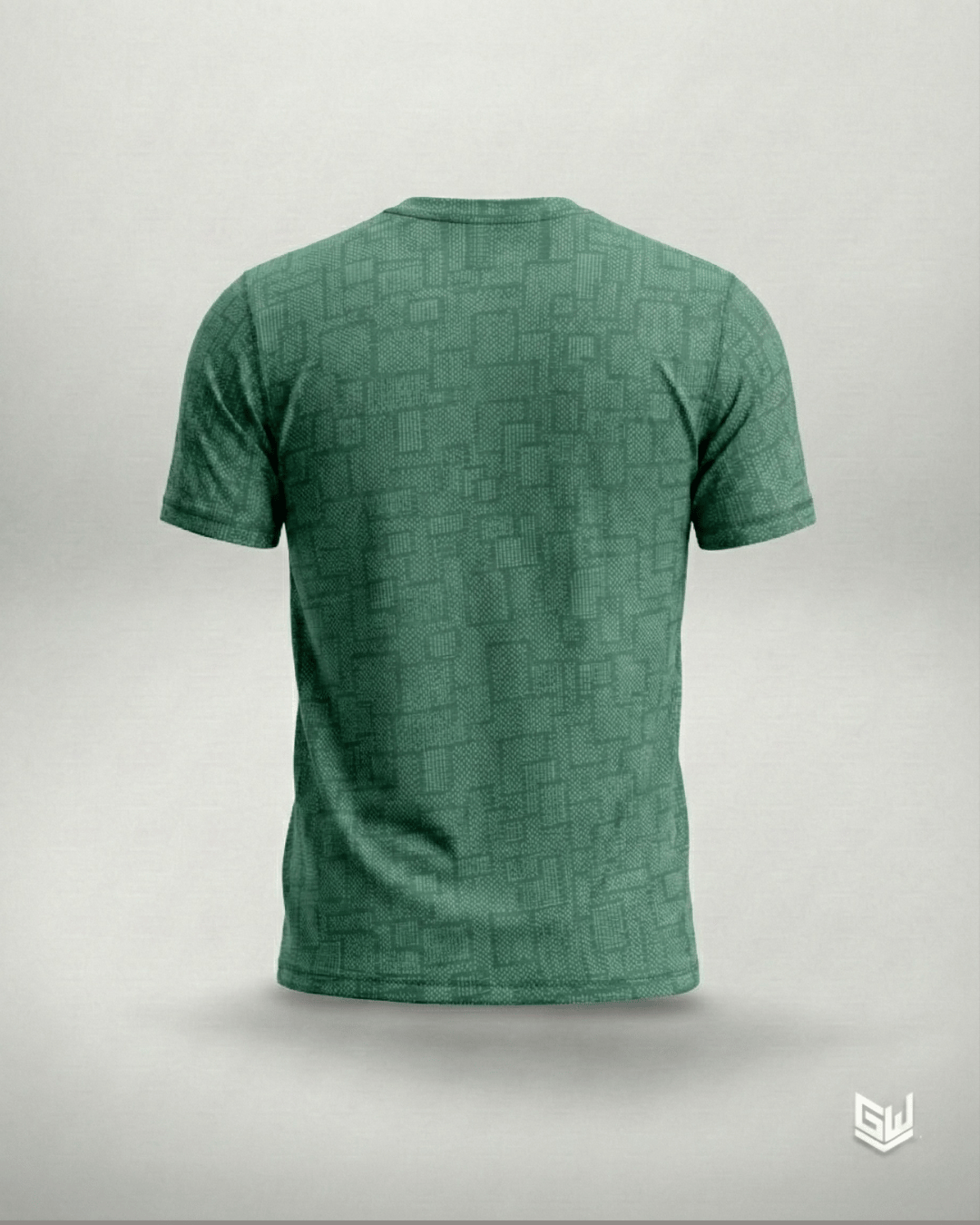 Goodwearr Men's Green Geometric Performance T-Shirt