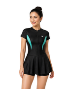 SHORT SWIMSUIT WITH GREEN STRIPS