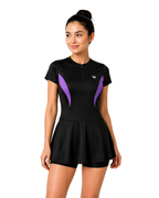 SHORT SWIMSUIT WITH PURPLE STRIPS