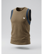 Goodwearr Men's Textured Tan & Navy Performance Tank Top