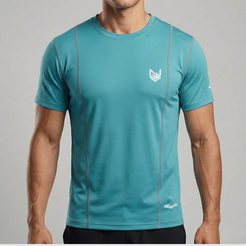 Goodwearr Performance Crush Lycra Active Tee - Ocean Teal