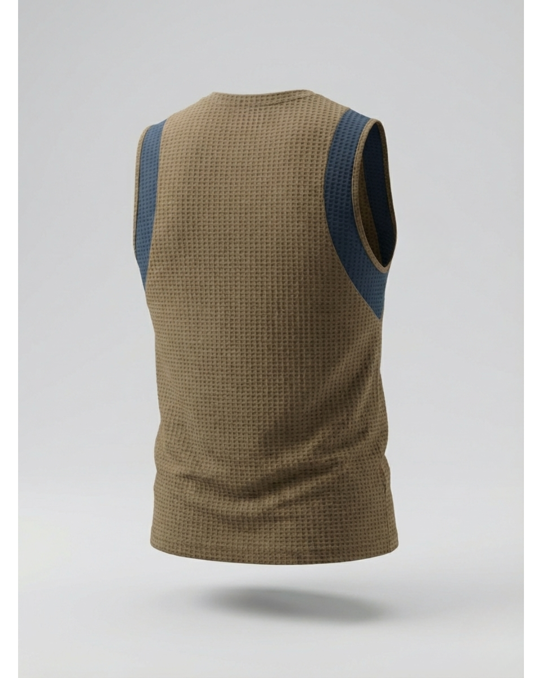 Goodwearr Men's Textured Tan & Navy Performance Tank Top