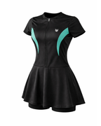 SHORT SWIMSUIT WITH GREEN STRIPS