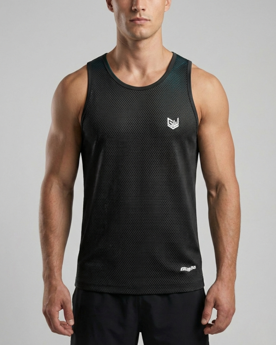 Goodwearr Men's Black Honeycomb Performance Tank Top